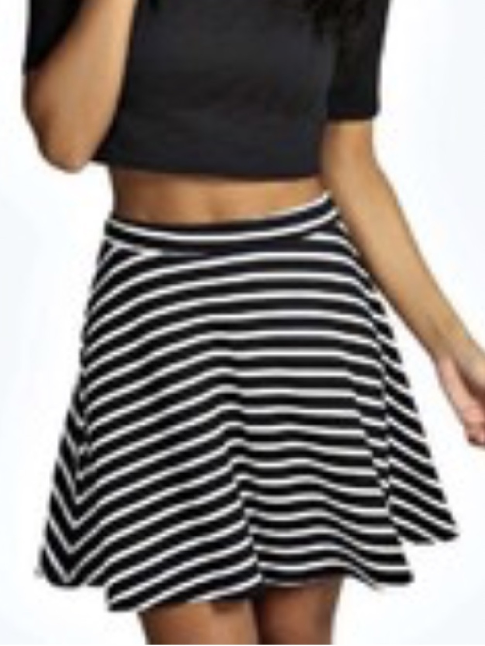 Mossimo Supply Co. Black & White Striped Skater Skirt